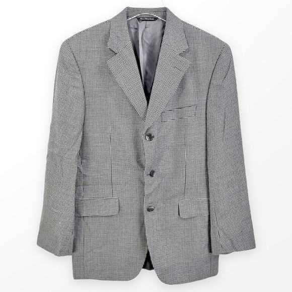 JACK VICTOR Cashmere Black White Houndstooth Blazer Suit Jacket - Picture 12 of 12